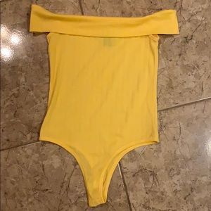 Yellow off the shoulder bodysuit